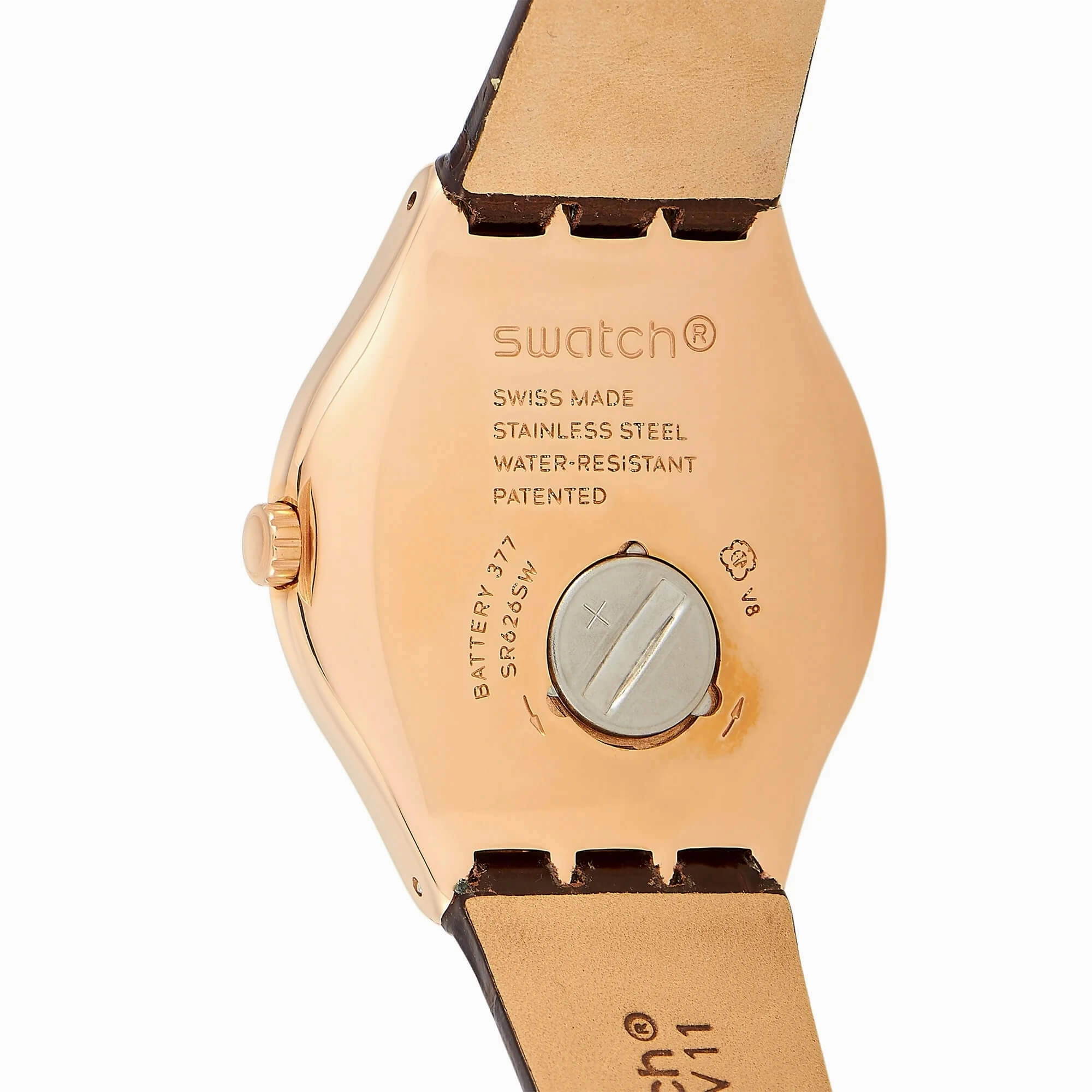 Swatch Men's Watch - Irony Harmonieuse Quartz Dark Brown Dial Leather Strap | YWG406