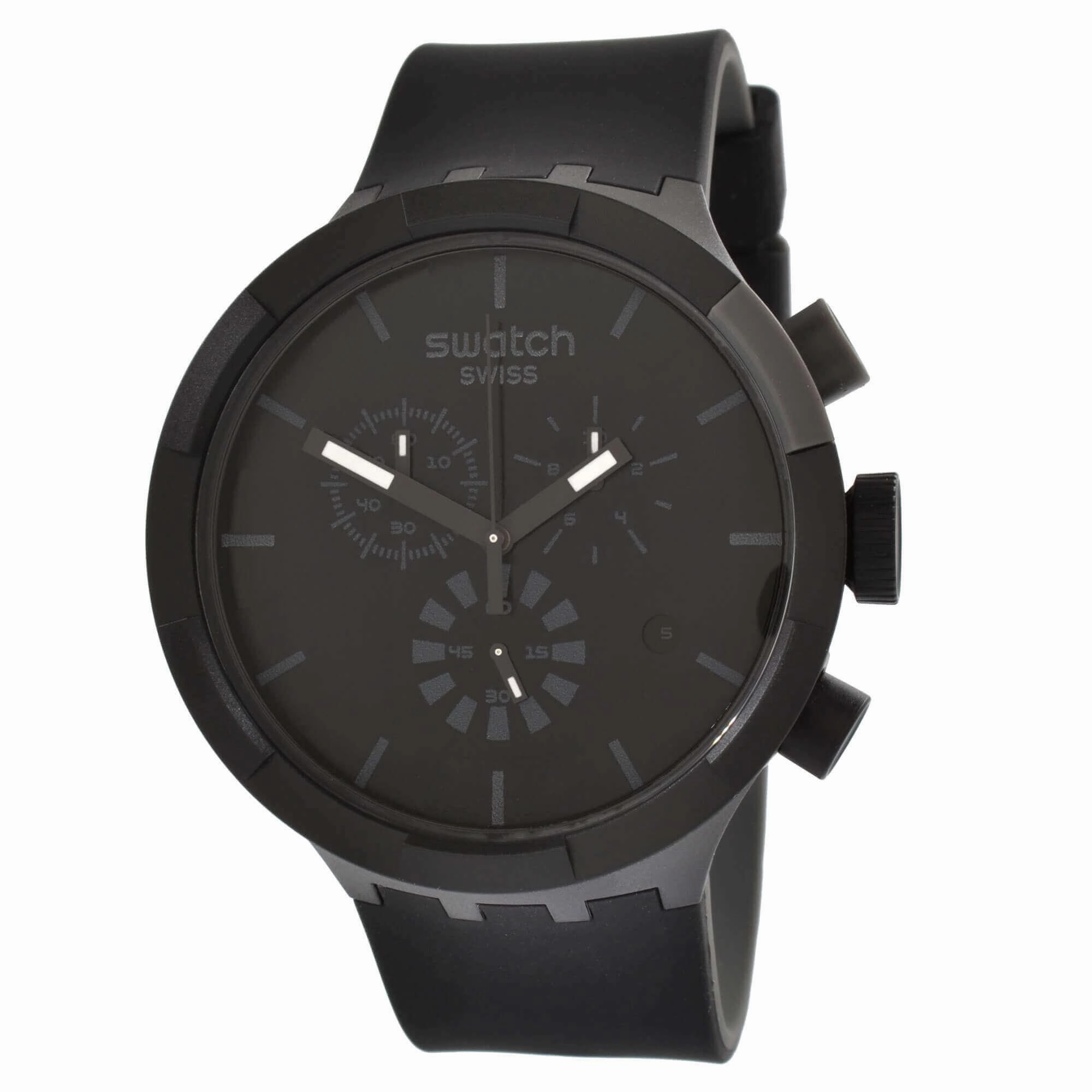 Swatch Unisex Watch - Big Bold Chrono Checkpoint Black Silicone Strap | SB02B400