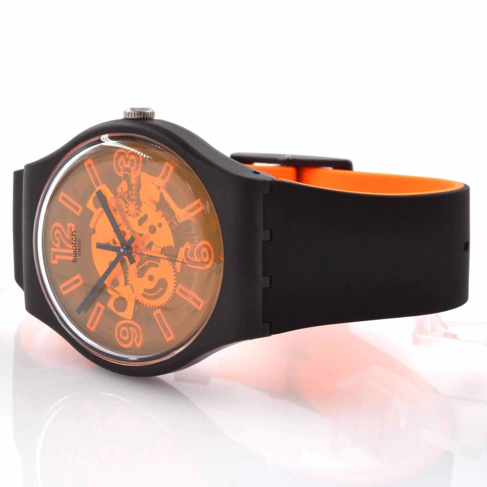 Swatch Unisex Watch - Orangeboost Swiss Quartz Orange Dial Silicone Strap | SUOB164
