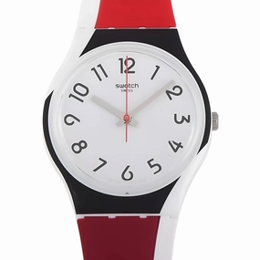 Swatch Unisex Watch - Redtwist Quartz Red and White Silicone Rubber Strap | GW208
