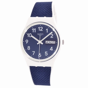 Swatch Unisex Watch - Swatch Essentials Navy Light Fabric Inlay Rubber Strap | GW715