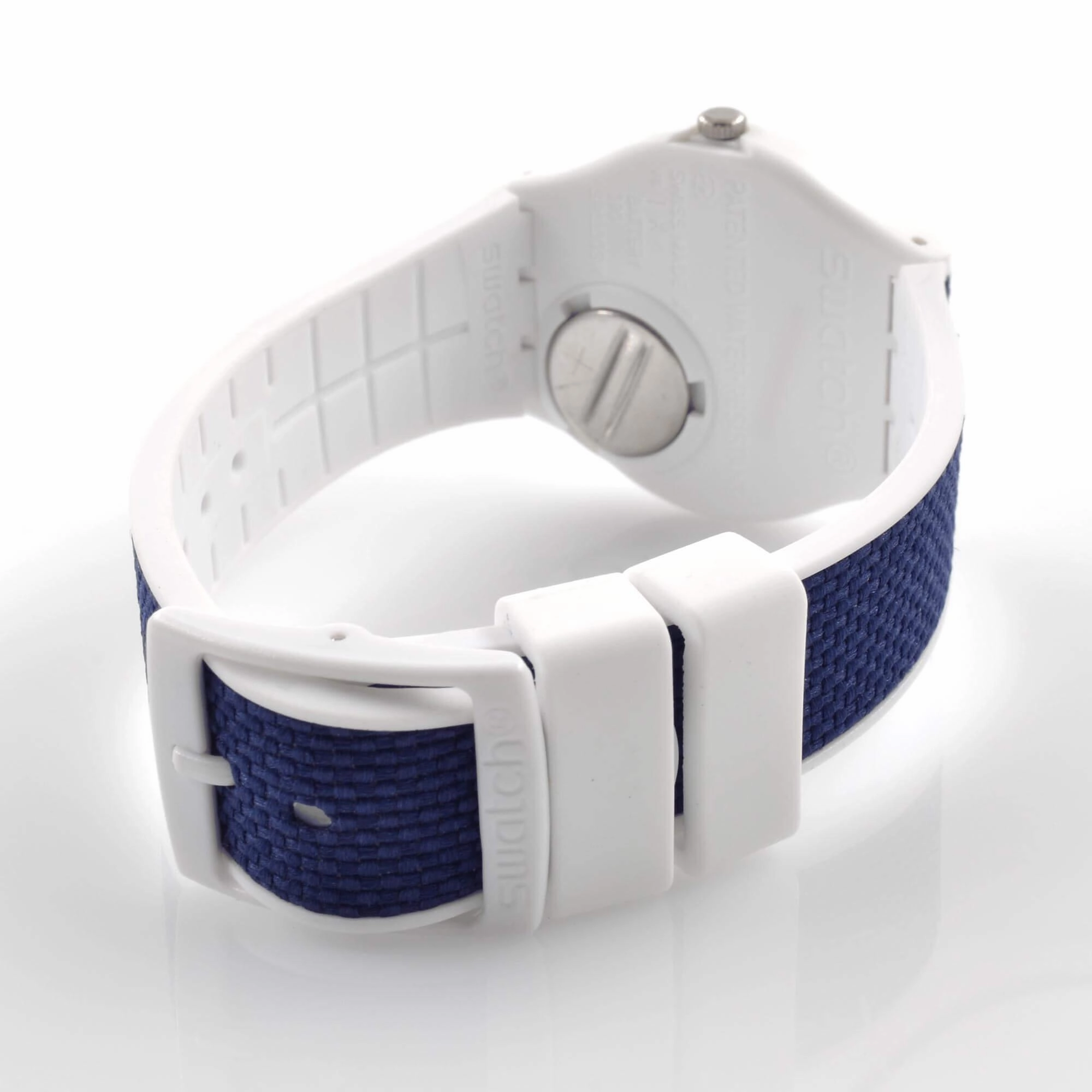 Swatch Unisex Watch - Swatch Essentials Navy Light Fabric Inlay Rubber Strap | GW715