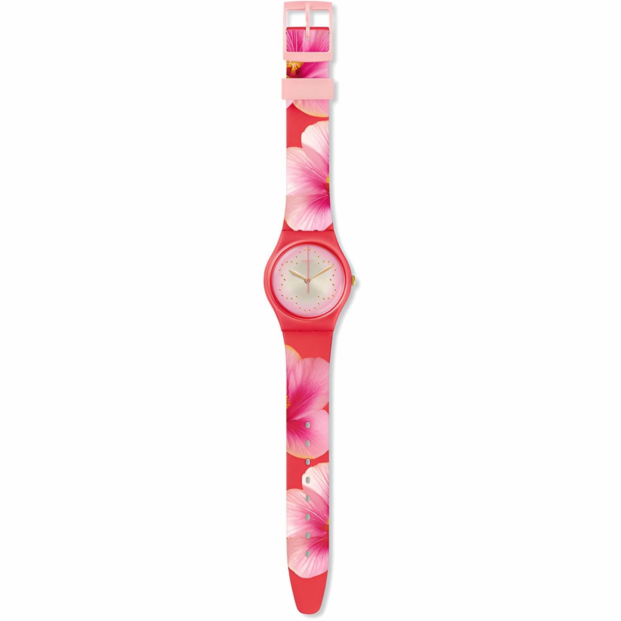 Swatch Women's Watch - Fiore Di Maggio Quartz Pink Dial Silicone Rubber Strap | GZ321