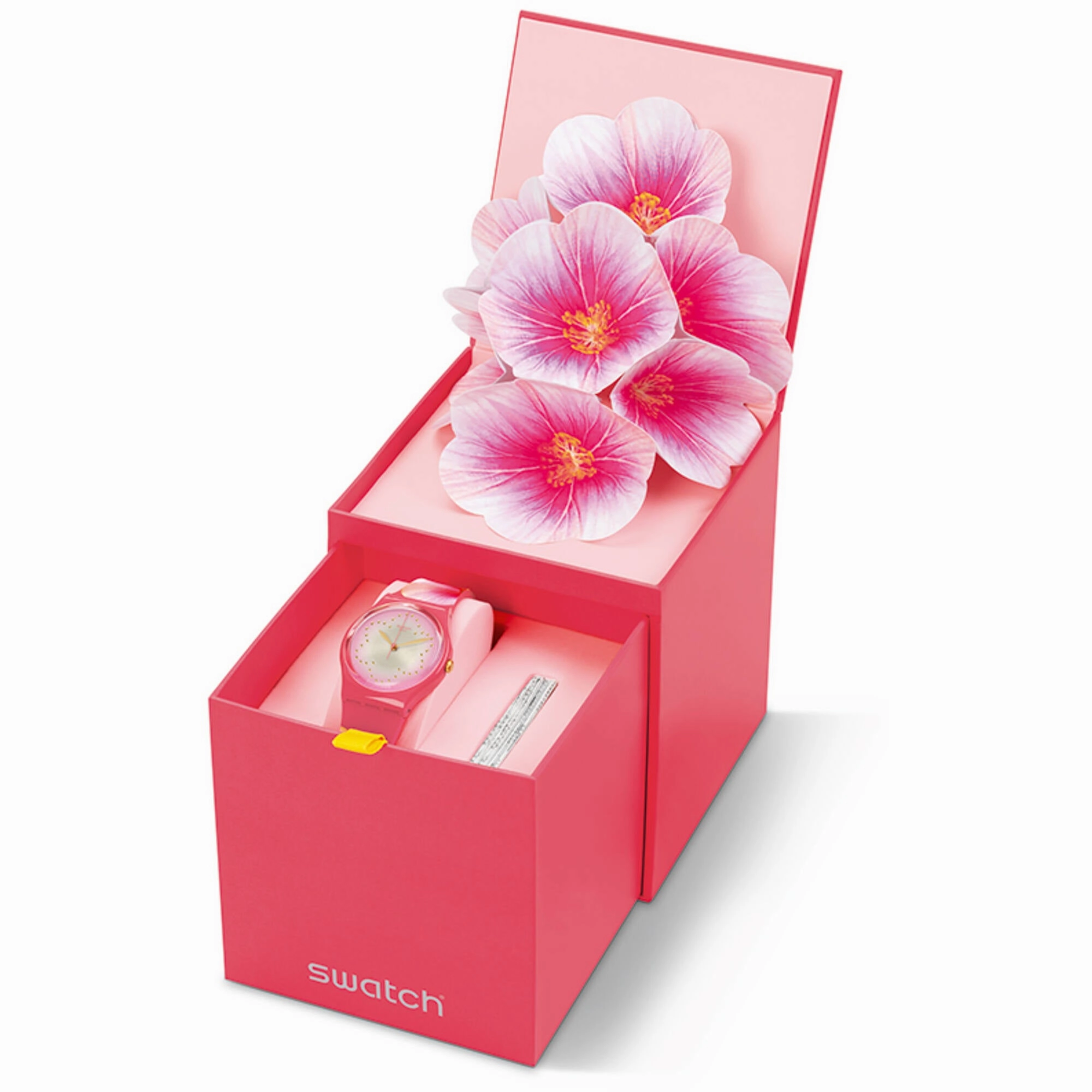 Swatch Women's Watch - Fiore Di Maggio Quartz Pink Dial Silicone Rubber Strap | GZ321