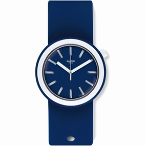 Swatch Women's Watch - Navypop Quartz Navy Blue Dial Silicone Rubber Strap | PNN103
