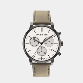 Swiss Gauge Men White Chronograph Leather Watch 25000030
