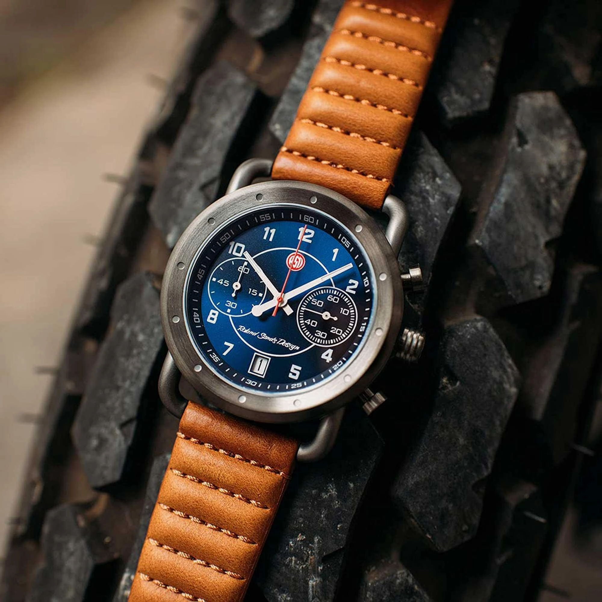 Szanto Icon Unisex Chronograph Watch - Roland Sands Signature Tan Strap | IC RS 2253