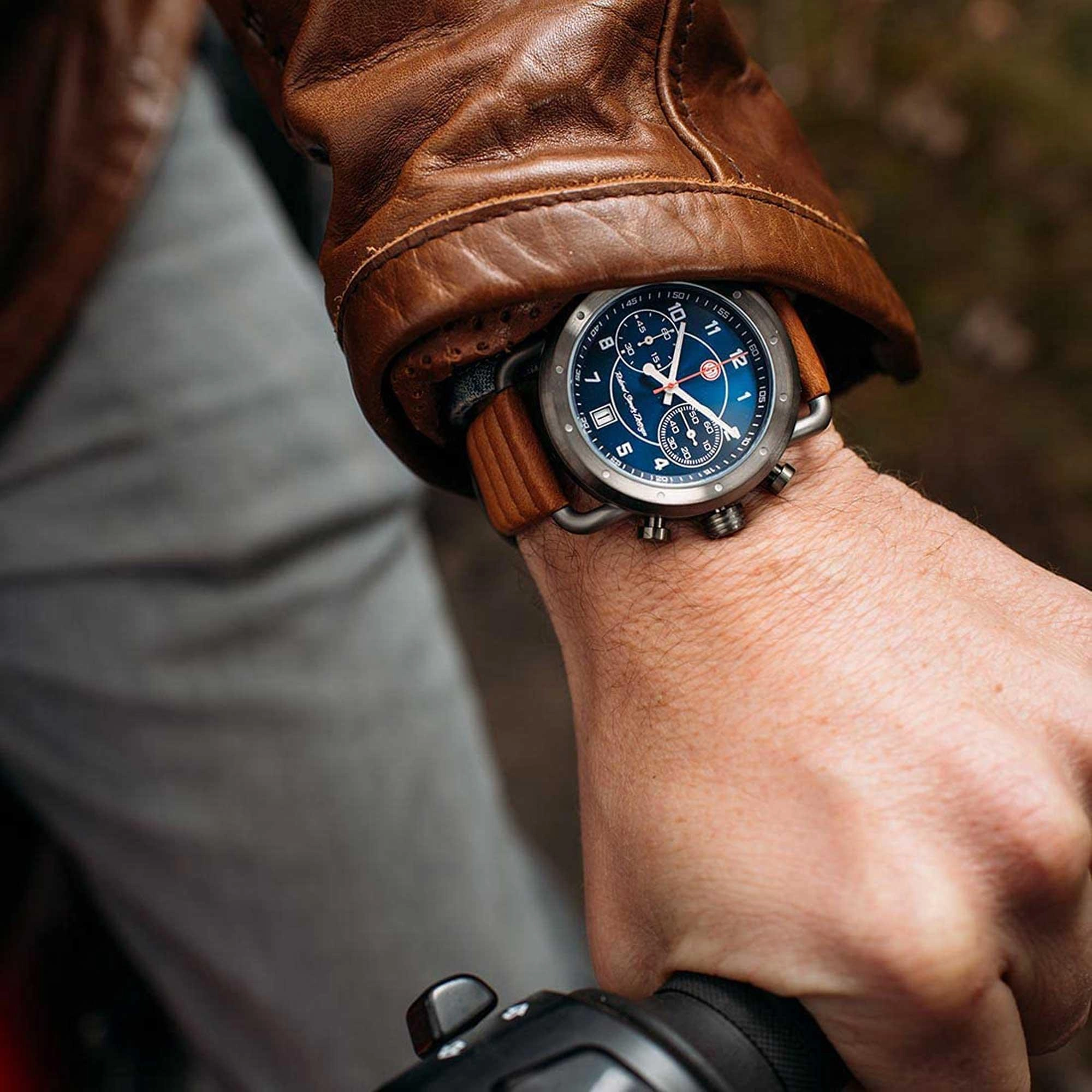 Szanto Icon Unisex Chronograph Watch - Roland Sands Signature Tan Strap | IC RS 2253