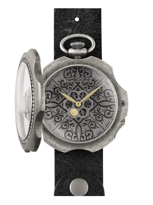 TAMBOORO Mens watch - TATTOO - DIRTY SILVER - ZIRCONIA - TB-101-SL-ZW-SL-CP
