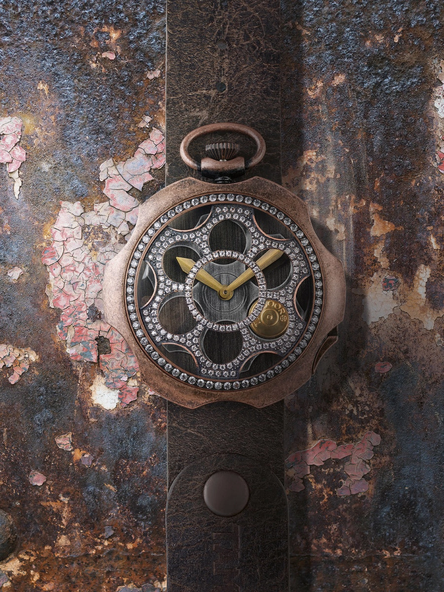 TAMBOORO Mens Watch TATTOO Dirty Bronze ZIRCONIA TB-101-BR-ZW-SL-CP