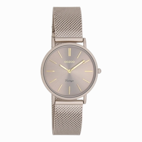Taupe OOZOO watch with metal mesh bracelet - C20338