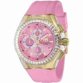 Technomarine Men's Chrono Watch - Cruise Glitz Pink Dial Yellow Gold Case | TM-121157