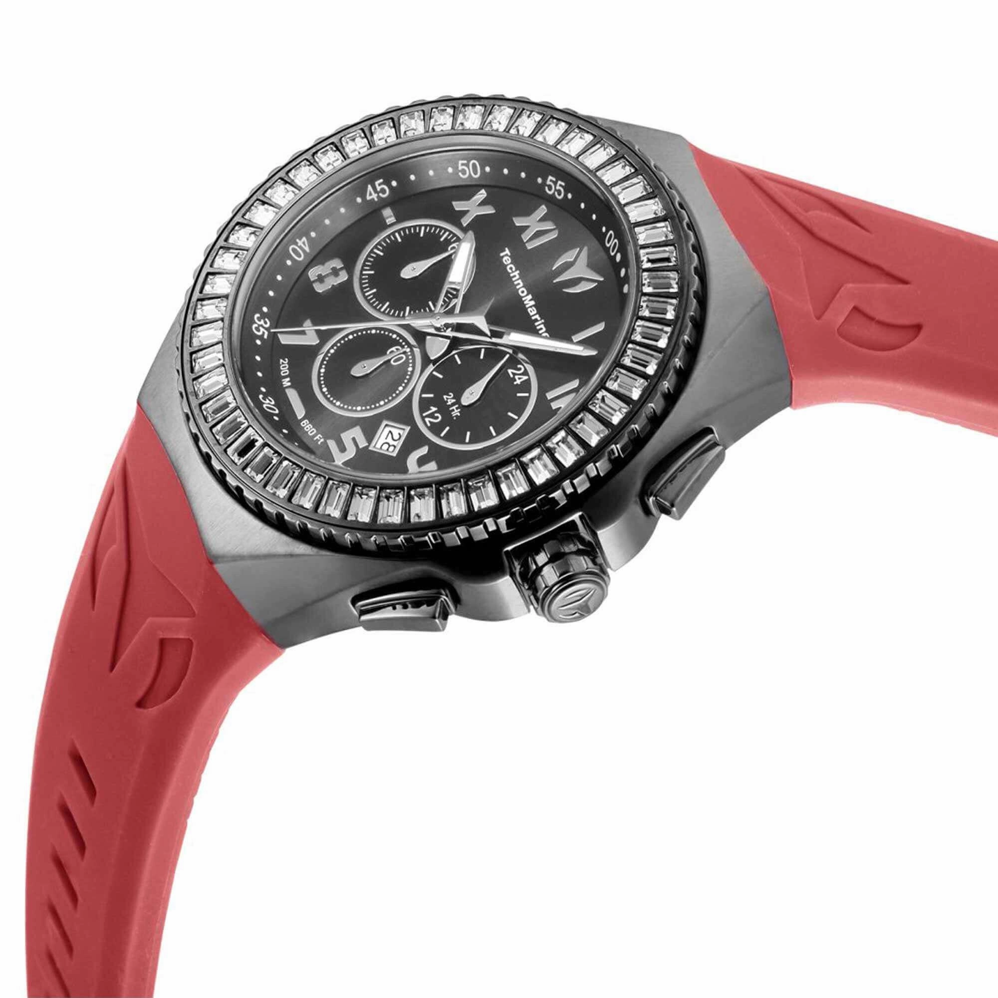 Technomarine Men's Chrono Watch - Manta Ocean Gunmetal Dial Burgundy Strap | TM-221038