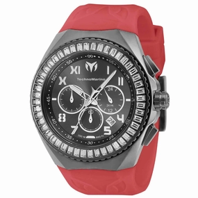 Technomarine Men's Chrono Watch - Manta Ocean Gunmetal Dial Burgundy Strap | TM-221038