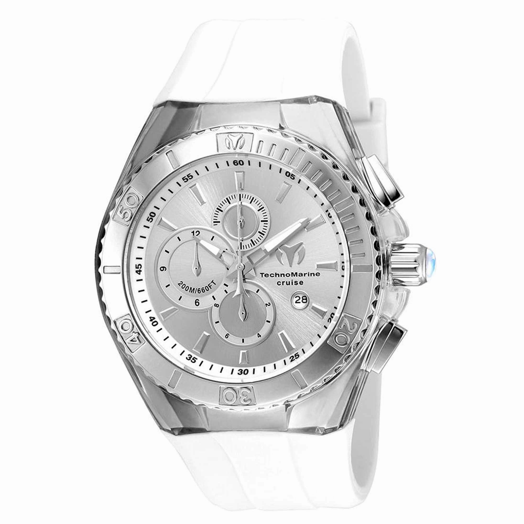 Technomarine Men's Chronograph Watch - Cruise Star Silver Dial White Strap | TM-115215