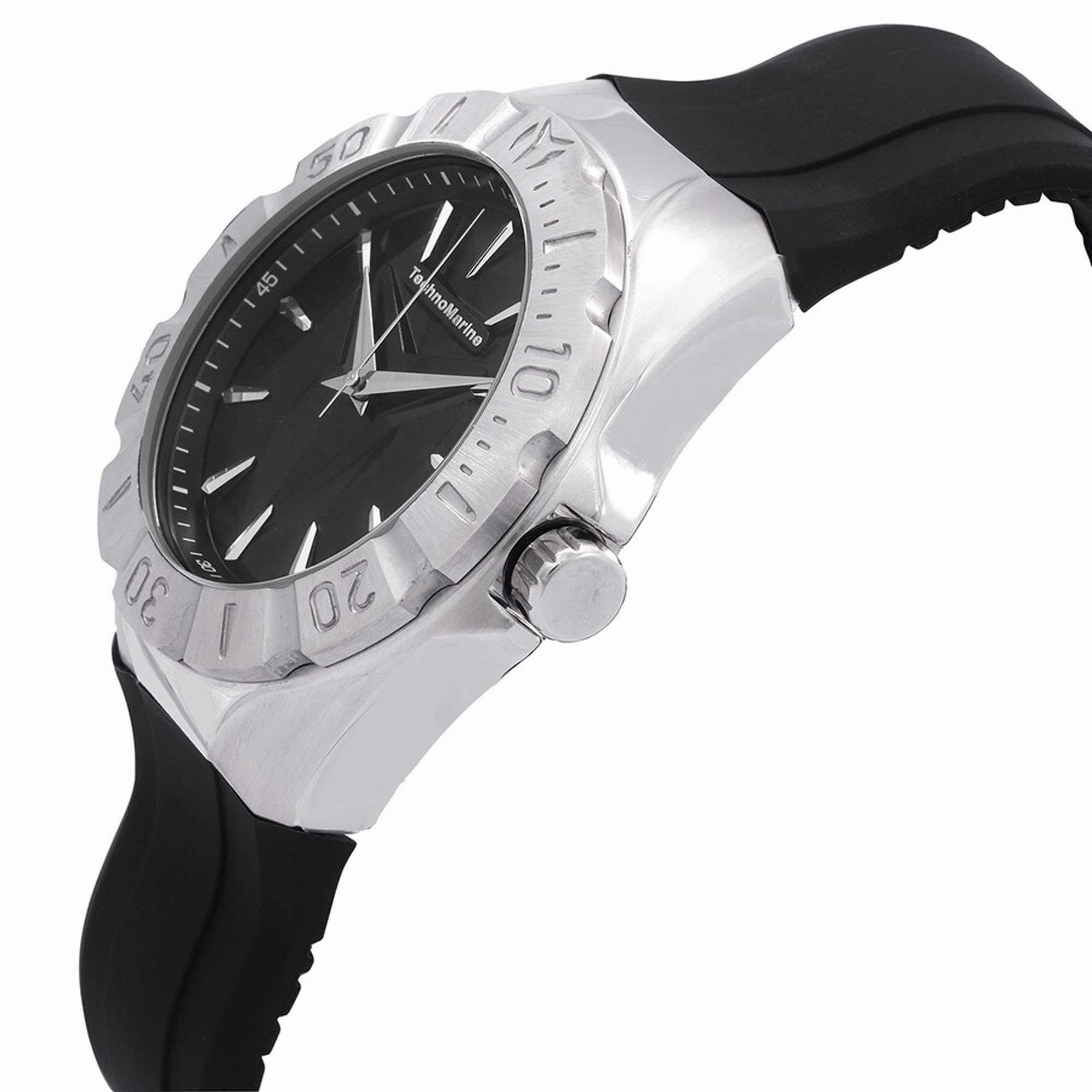 Technomarine Men's Quartz Watch - Cruise Silver Case Black Rubber Strap | TM-120006