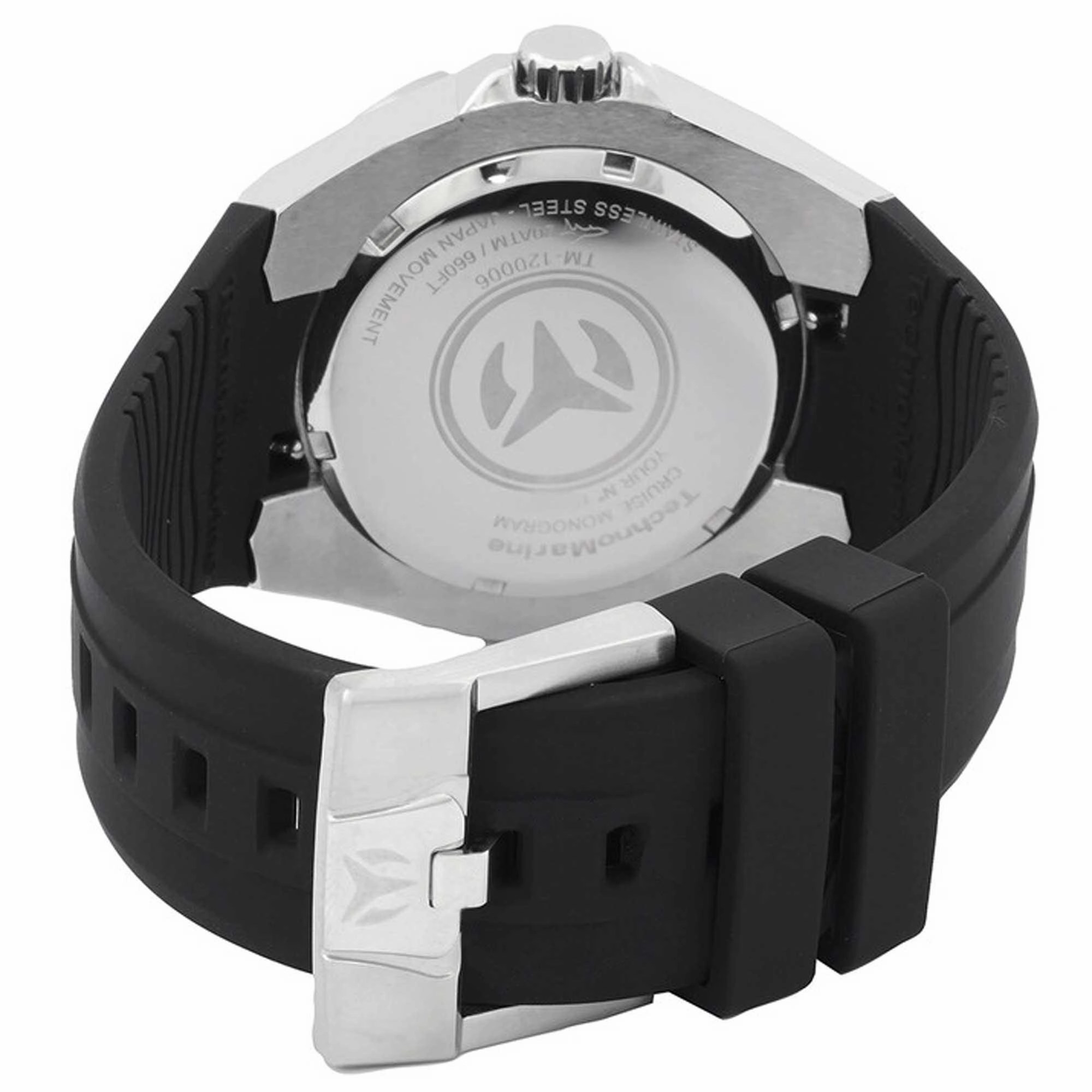 Technomarine Men's Quartz Watch - Cruise Silver Case Black Rubber Strap | TM-120006