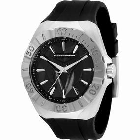 Technomarine Men's Quartz Watch - Cruise Silver Case Black Rubber Strap | TM-120006