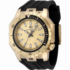 Technomarine Men's Watch - Manta Sea Gold Dial Black Silicone Strap Date | TM-224010