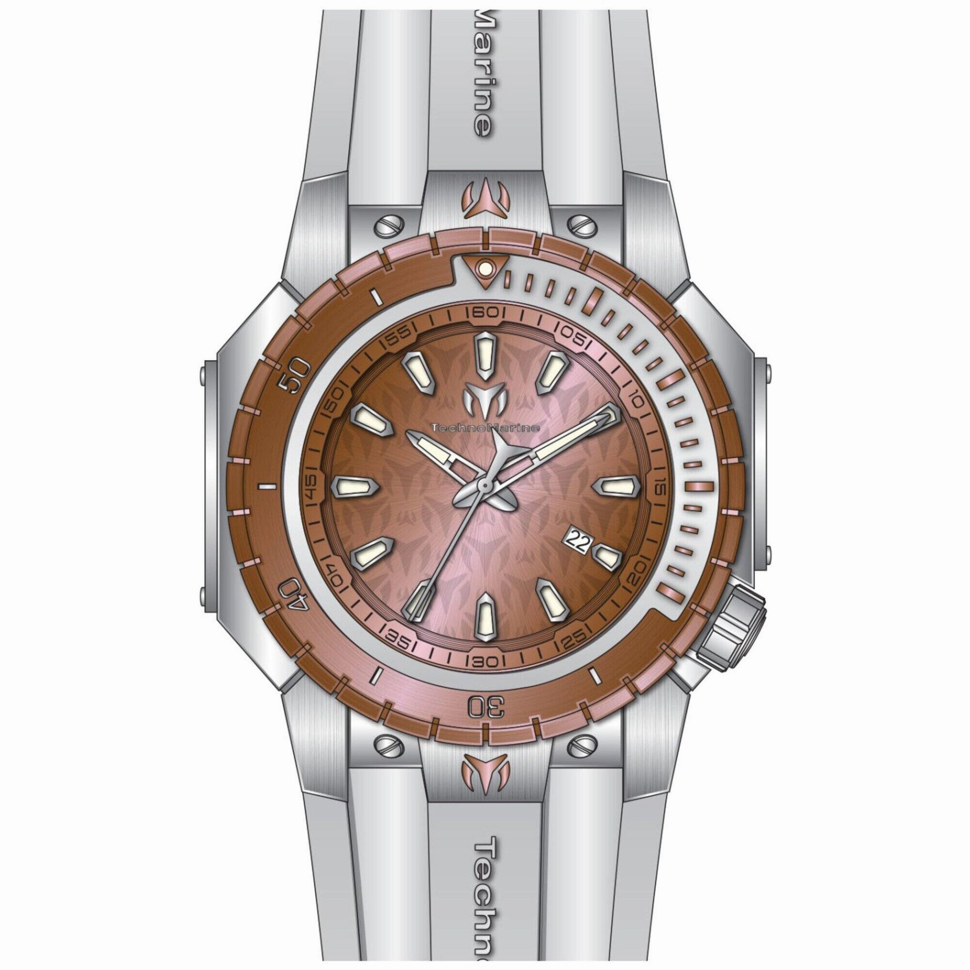 Technomarine Men's Watch - Manta Sea Quartz Rose Gold Dial Silicone Strap | TM-224005