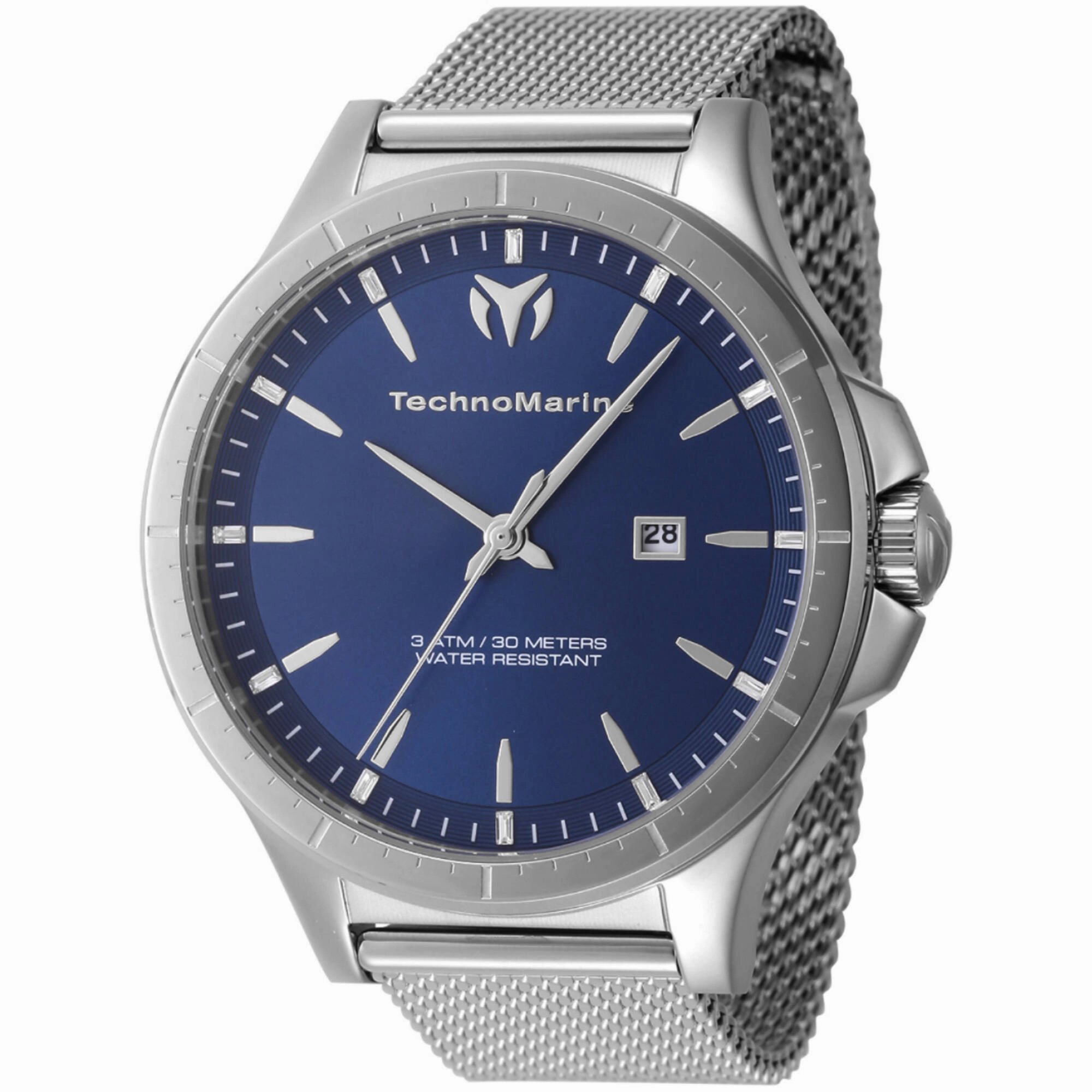 Technomarine Men's Watch - MoonSun Date Blue Dial Steel Mesh Bracelet | TM-822004