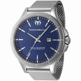 Technomarine Men's Watch - MoonSun Date Blue Dial Steel Mesh Bracelet | TM-822004