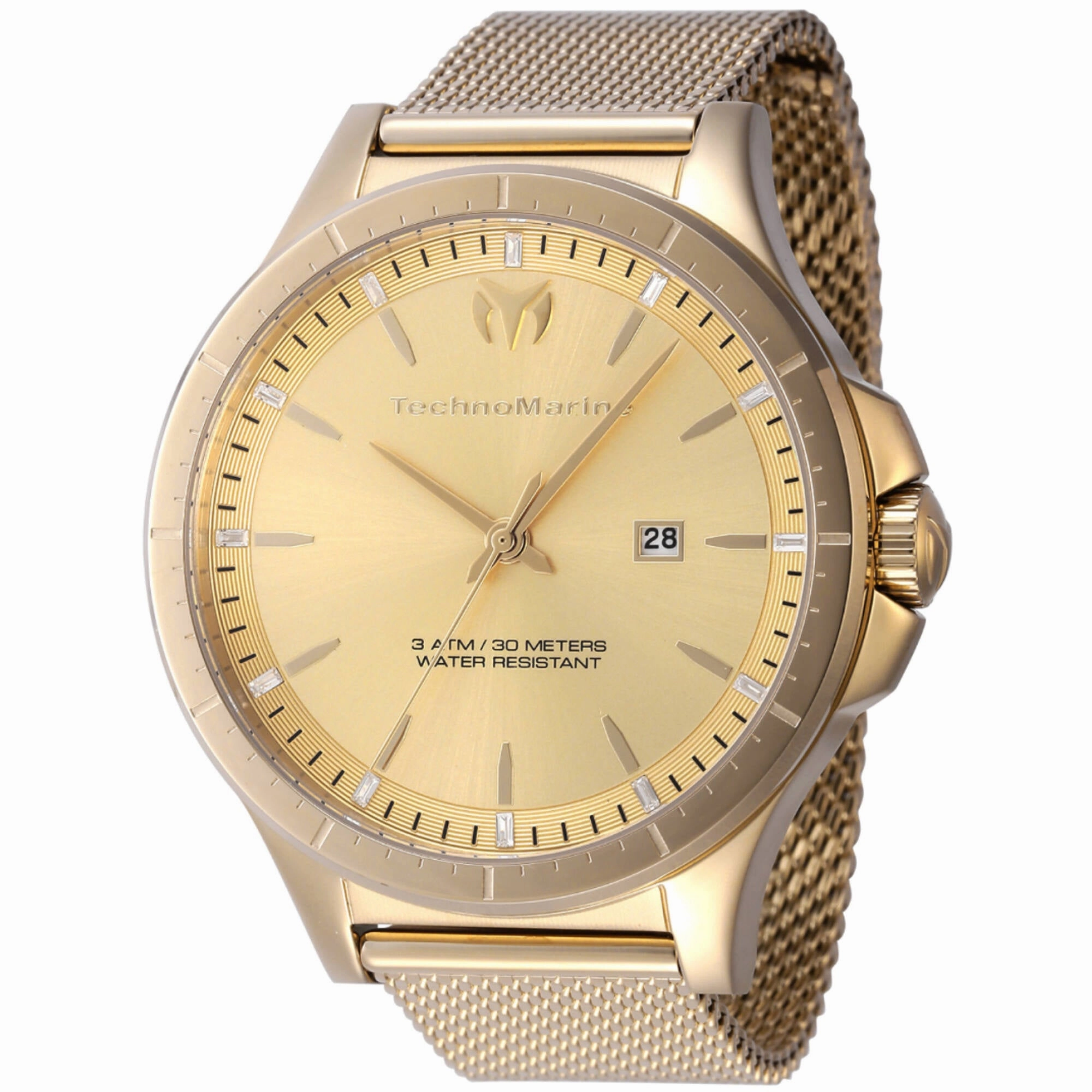 Technomarine Men's Watch - MoonSun Quartz Gold Tone Dial Mesh Bracelet | TM-822009