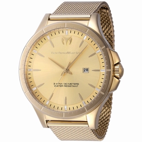 Technomarine Men's Watch - MoonSun Quartz Gold Tone Dial Mesh Bracelet | TM-822009
