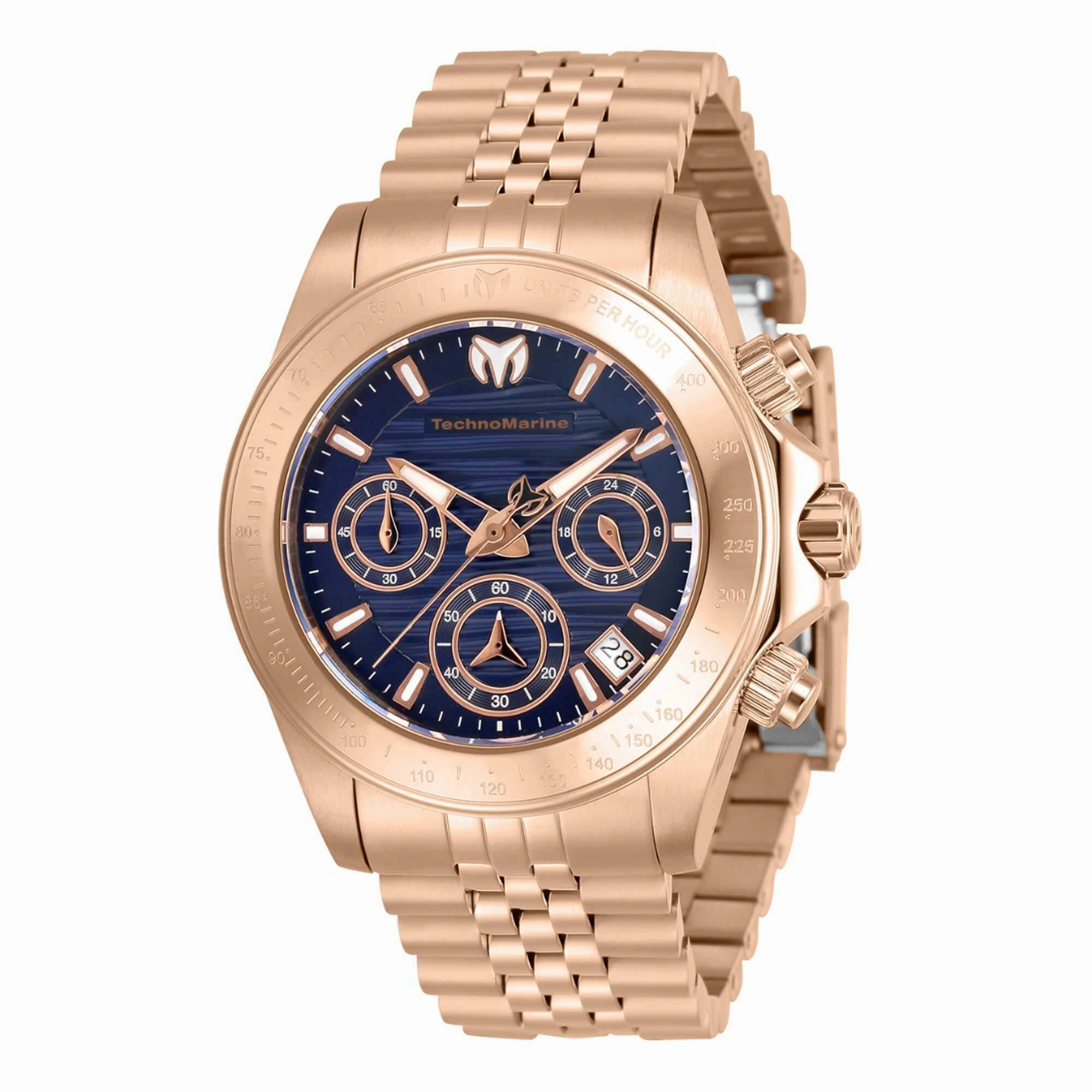Technomarine Women's Chrono Watch - Manta Ray Blue Dial Rose Gold Bracelet | TM-219102