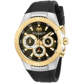 Technomarine Women's Chrono Watch - Sea Manta Black MOP Dial Rubber Strap | TM-218044