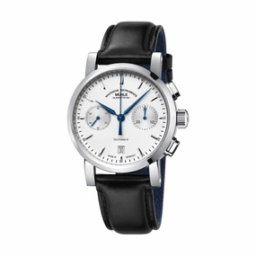 Teutonia IV Chronograph White Dial 39mm on Black Leather Strap