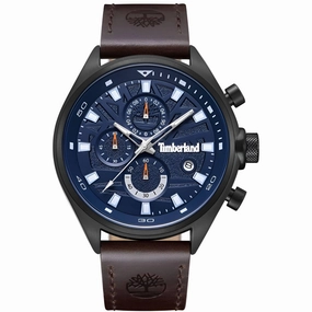 Timberland Men's Watch - Dress Sport Dark Brown Leather Strap Chrono | TDWGC9000402