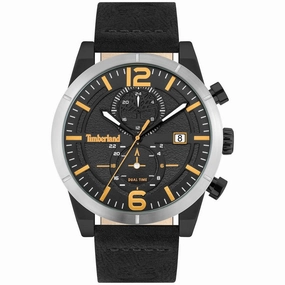 Timberland Men's Watch - Dual Time and Date Black Dial Leather Strap | TDWGF2090102