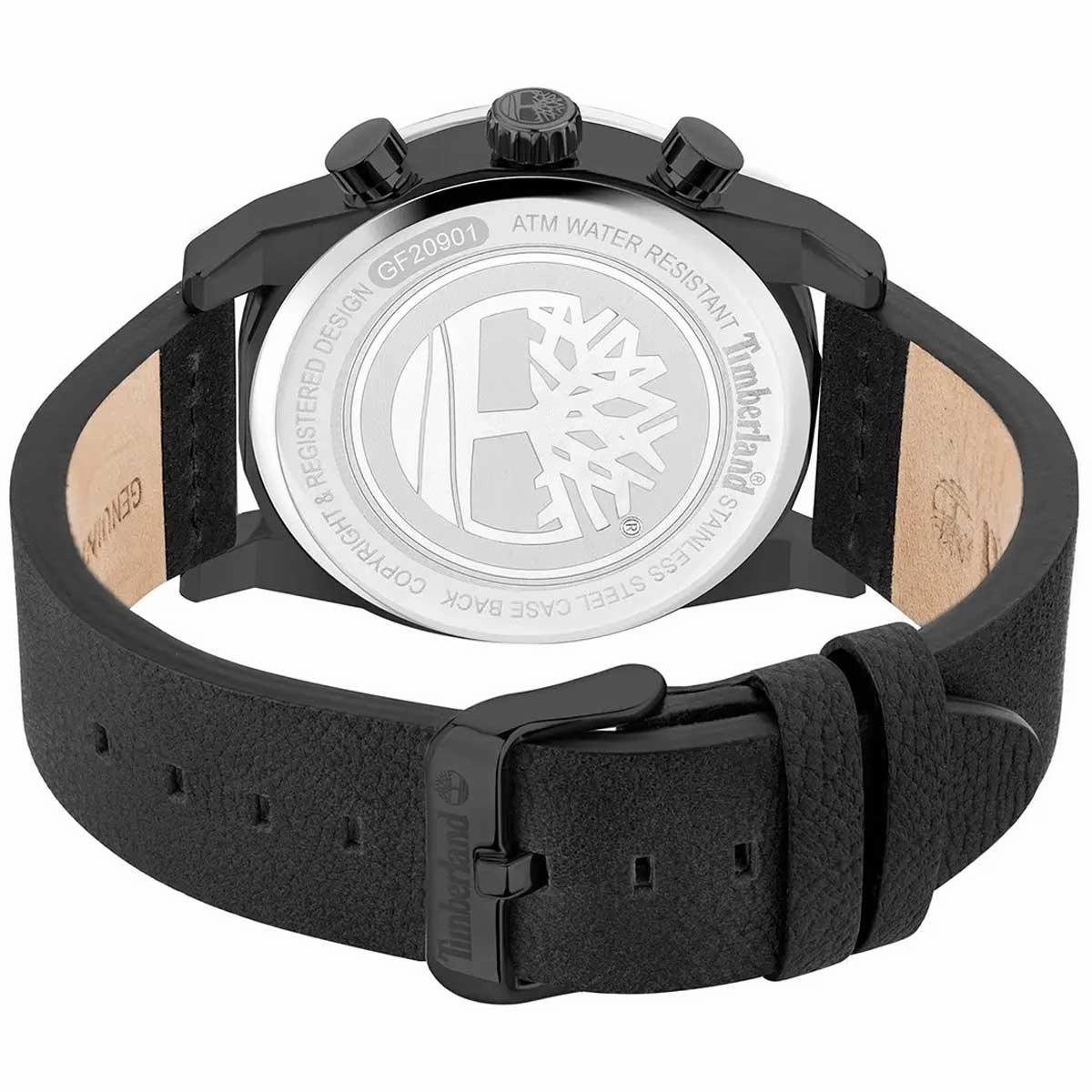 Timberland Men's Watch - Dual Time and Date Black Dial Leather Strap | TDWGF2090102