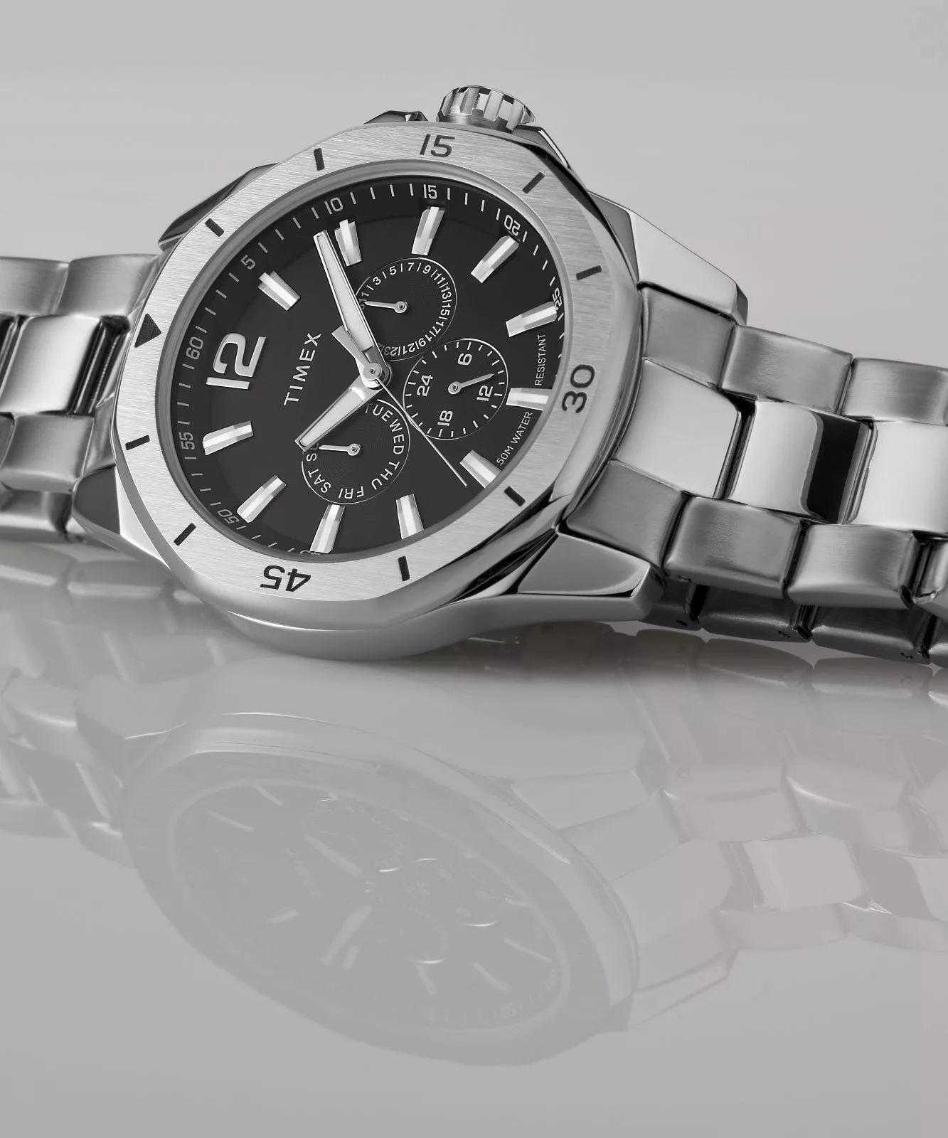 Timex Essex 44mm Stainless Steel Black Dial Watch TW2W79900