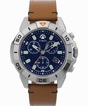 Timex Expedition 42mm Leather Blue Dial Watch TW2W16300