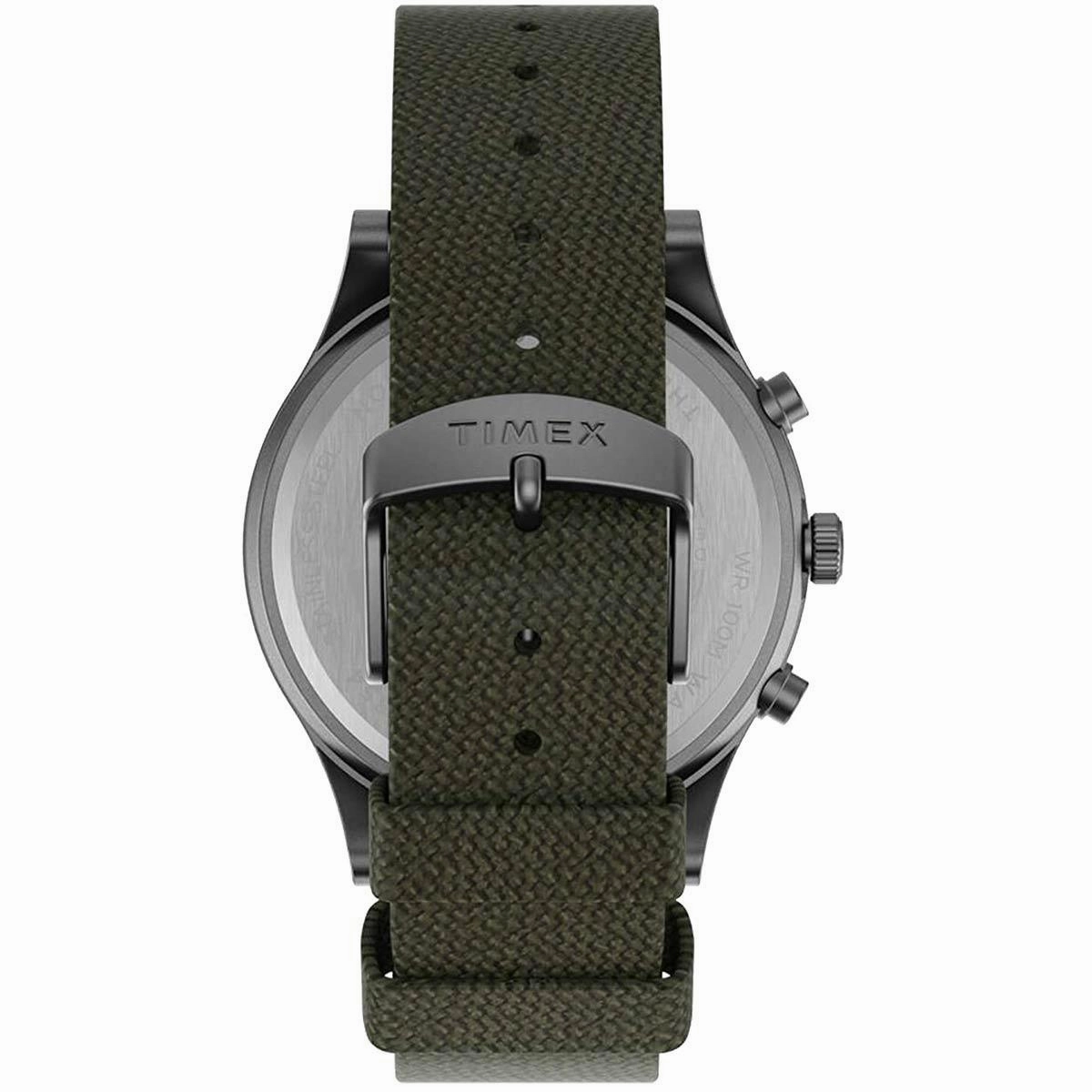 Timex Men's Chronograph Watch - Allied Green Dial Grey Fabric Strap | TW2T75800VQ