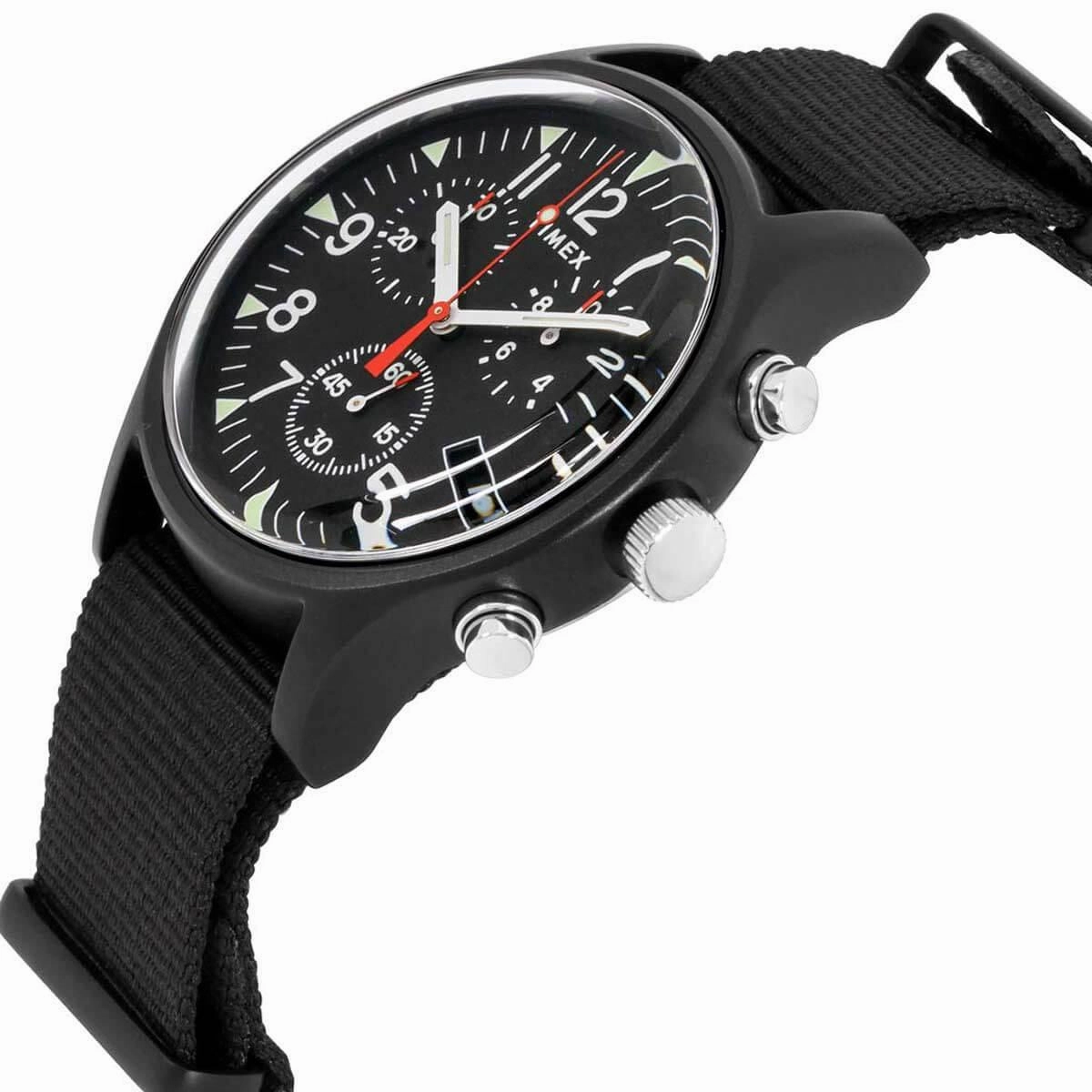 Timex Men's Chronograph Watch - MK1 Black Dial Black Nylon Strap | TW2R67700VQ
