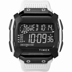Timex Men's Digital Watch - Command Black Dial White Strap Shock Resistant | TW5M18400