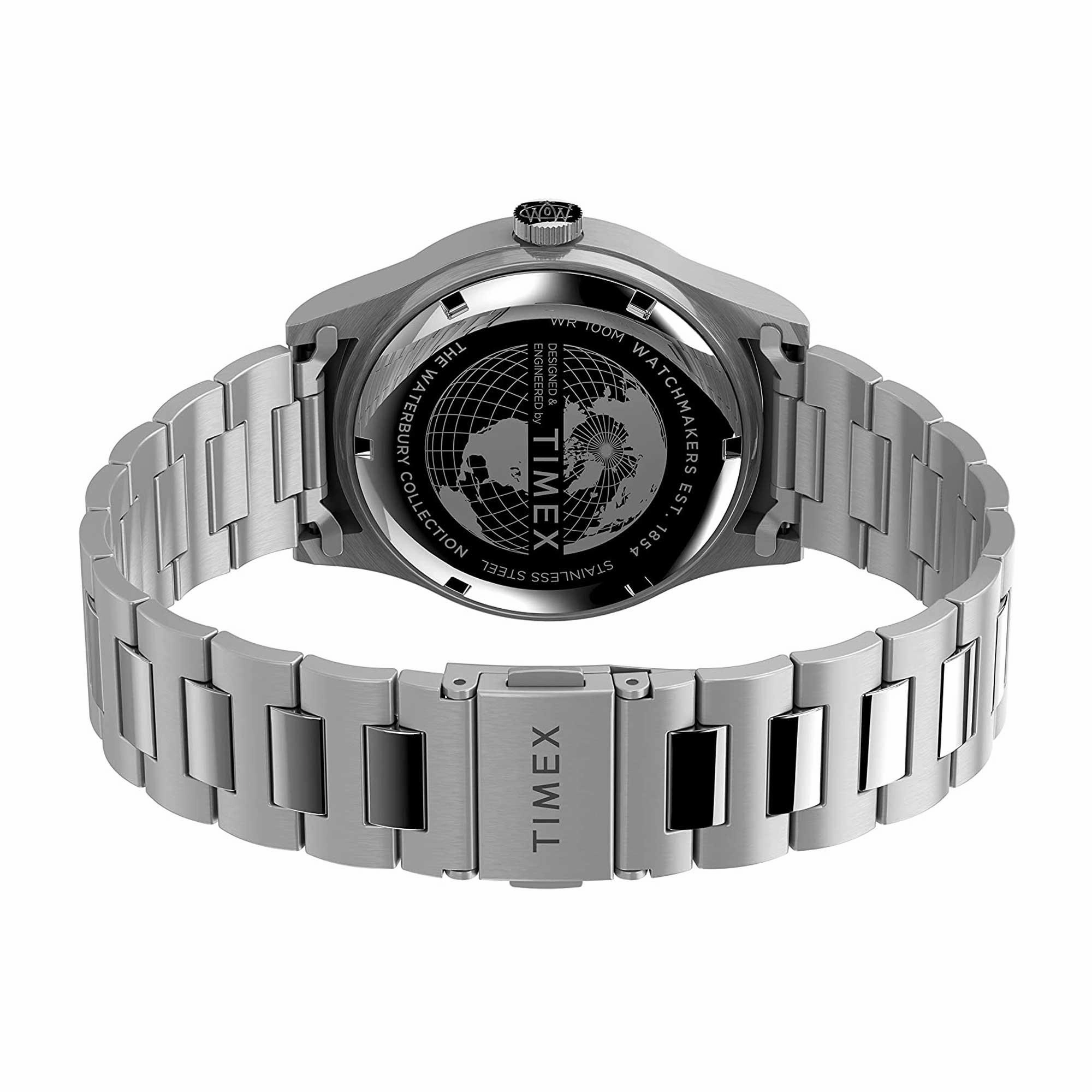 Timex Men's Quartz Watch - Waterbury Black and Silver Dial Bracelet | TW2U99300VQ