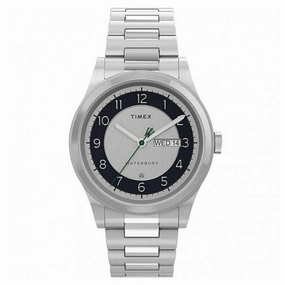 Timex Men's Quartz Watch - Waterbury Black and Silver Dial Bracelet | TW2U99300VQ