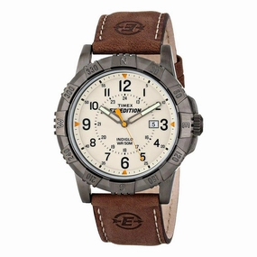 Timex Men's Strap Watch - Expedition Quartz Compass Brown Leather | T49990JV