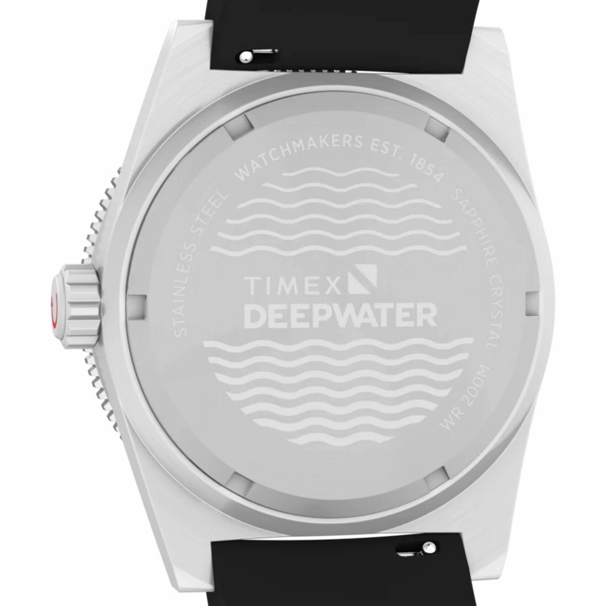 Timex Men's Watch - Deepwater Reef GMT Black Dial Synthetic Rubber Strap | TW2W75000
