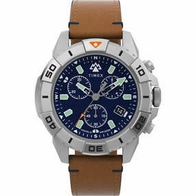 Timex Men's Watch - Expedition North Ridge Chrono Blue Dial Leather Strap | TW2W16300