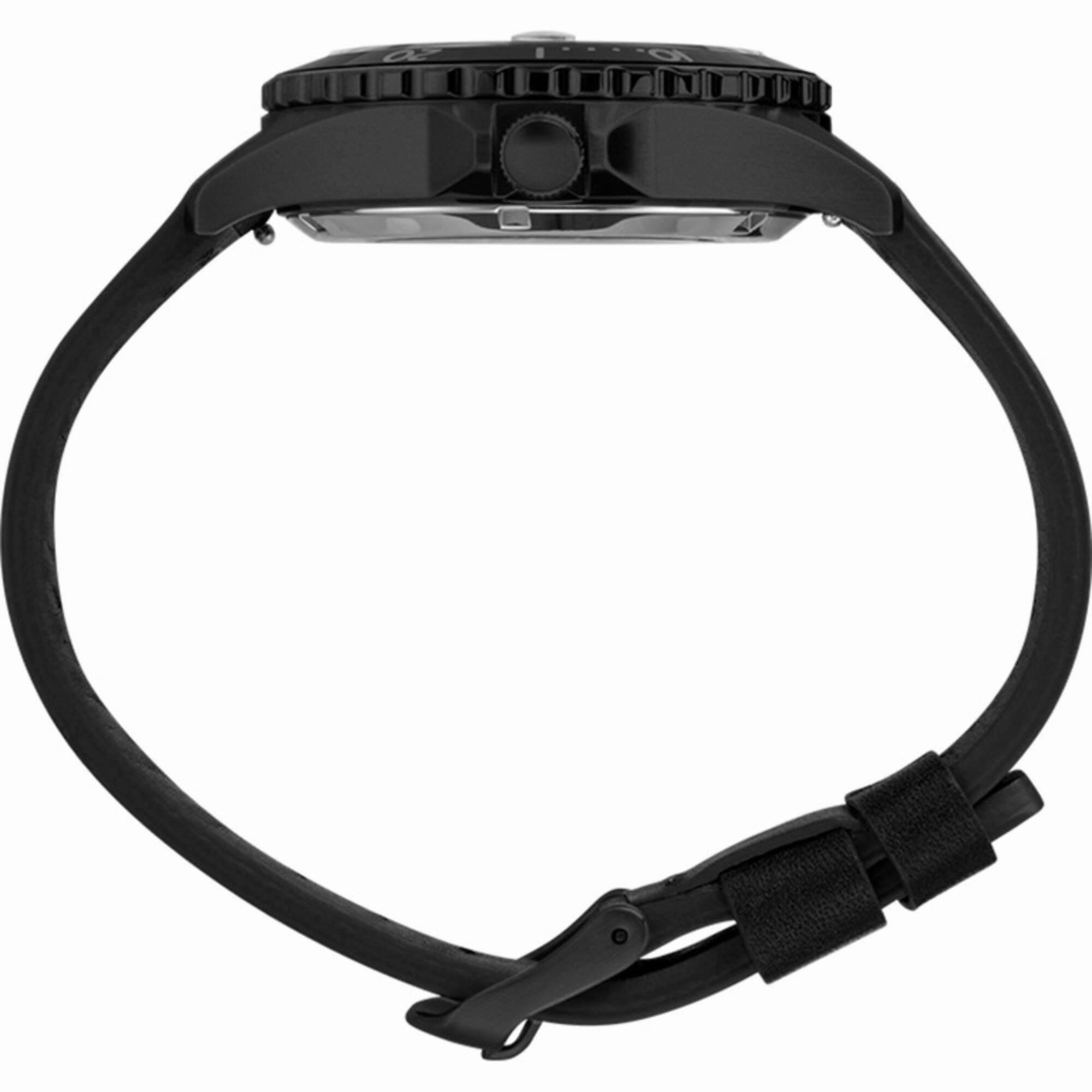 Timex Men's Watch - Navi XL Automatic Date Display Black Leather Strap | TW2U10000ZV