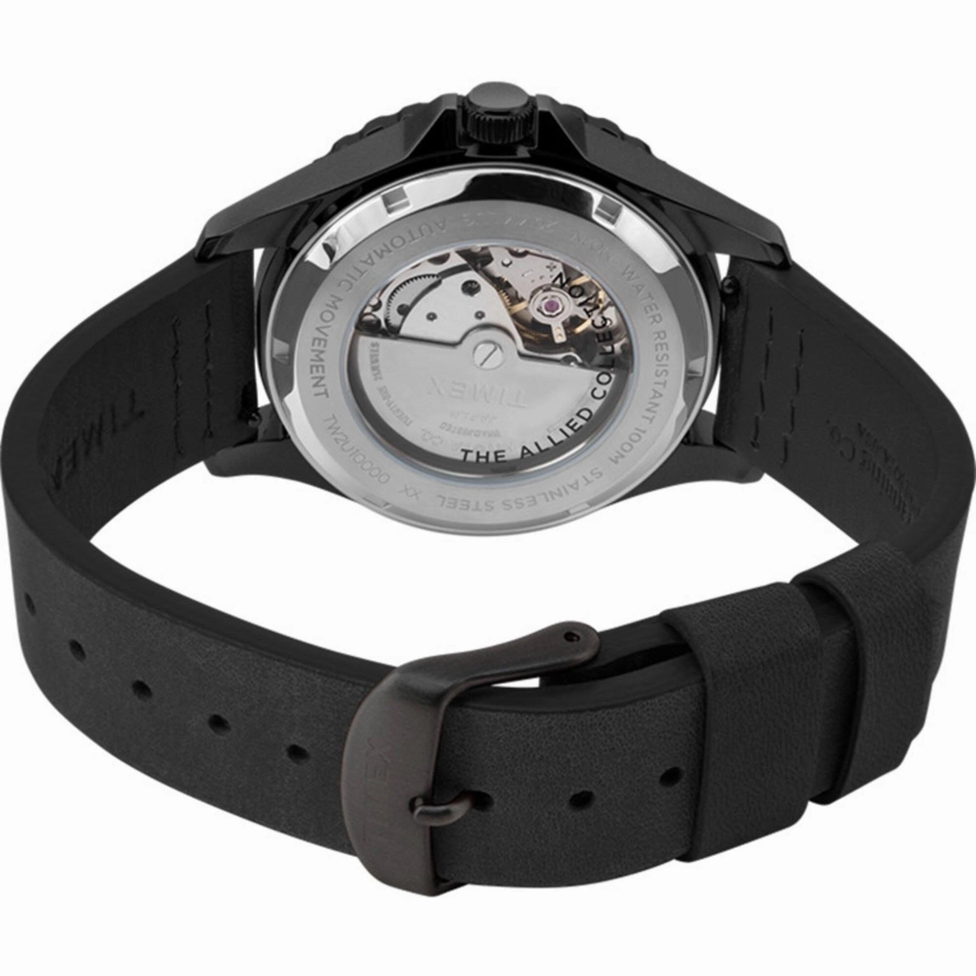 Timex Men's Watch - Navi XL Automatic Date Display Black Leather Strap | TW2U10000ZV