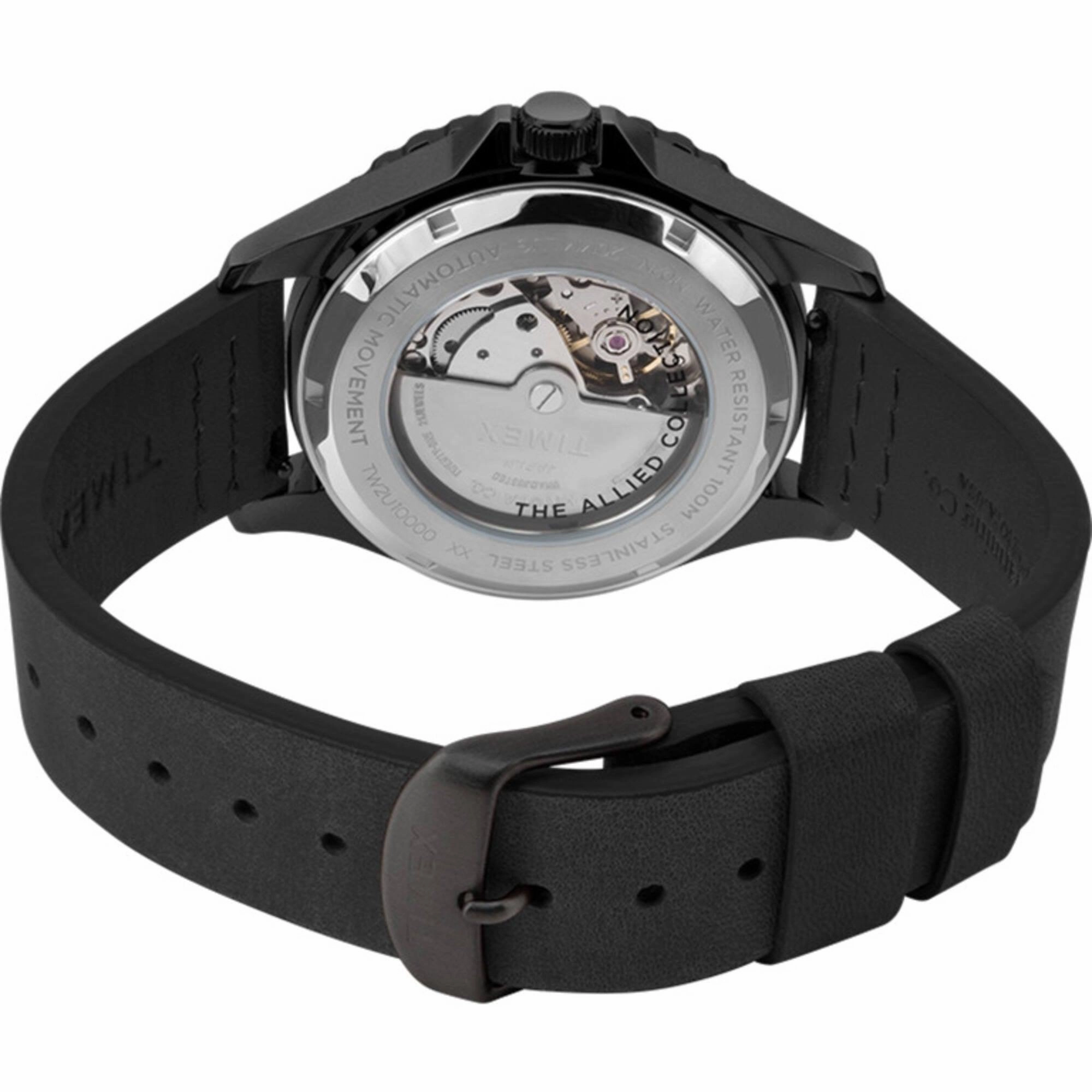 Timex Men's Watch - Navi XL Automatic Date Display Black Leather Strap | TW2U10000ZV