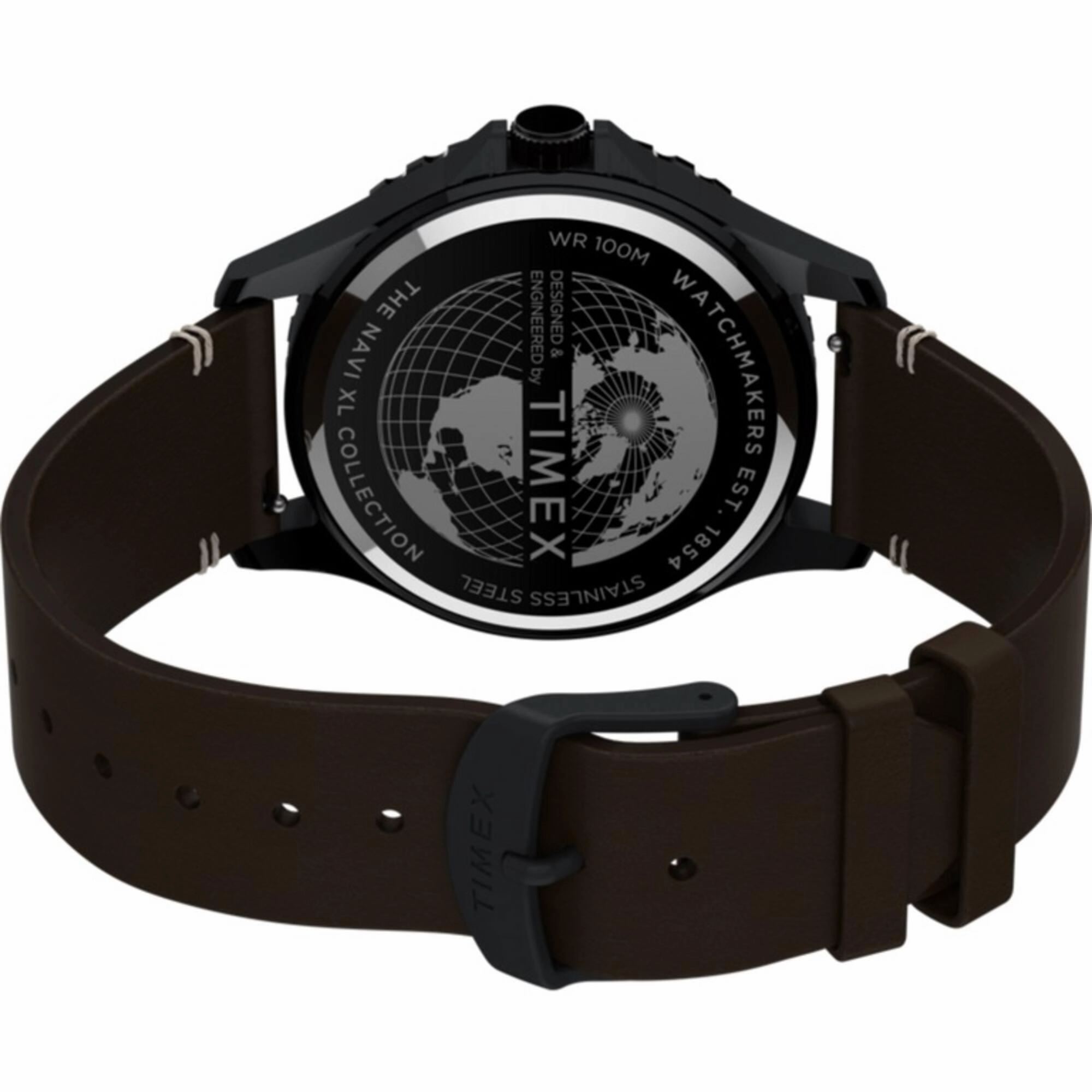 Timex Men's Watch - Navi XL Rotating Bezel Black Dial Leather Strap | TW2V45400VQ