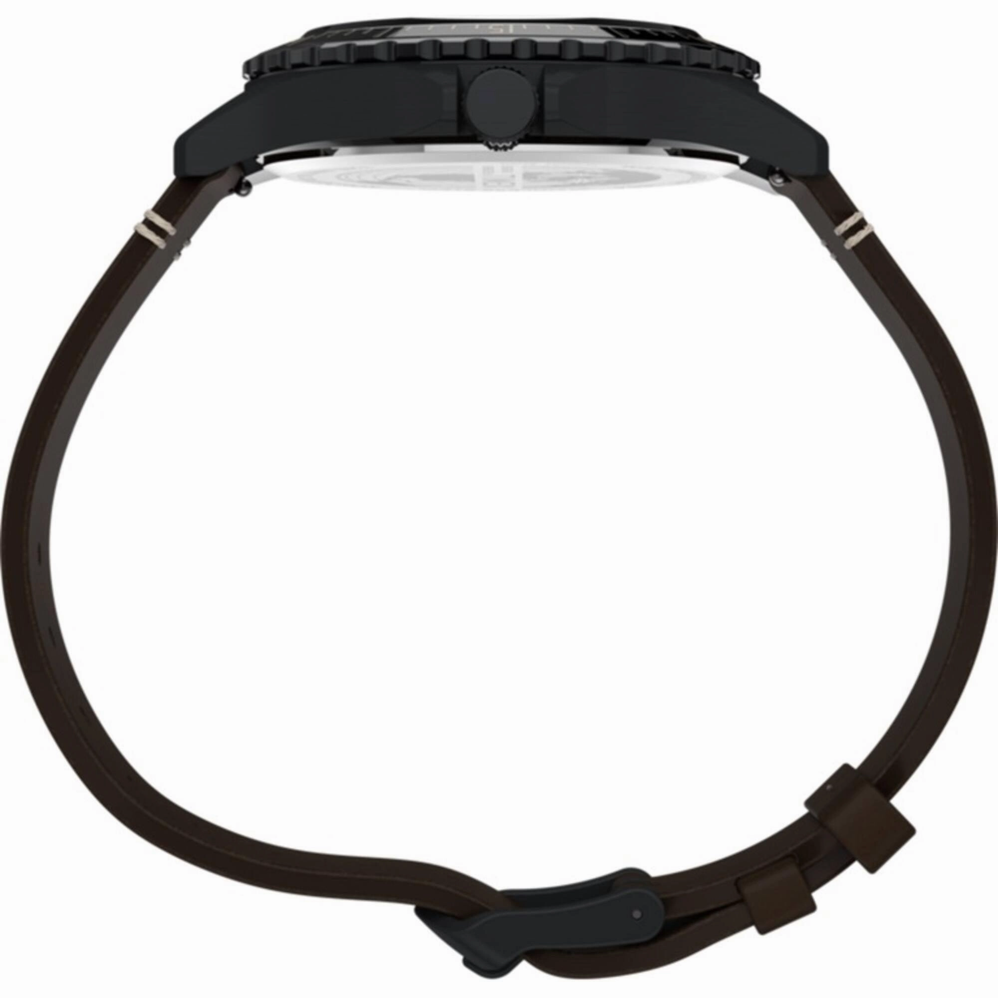 Timex Men's Watch - Navi XL Rotating Bezel Black Dial Leather Strap | TW2V45400VQ