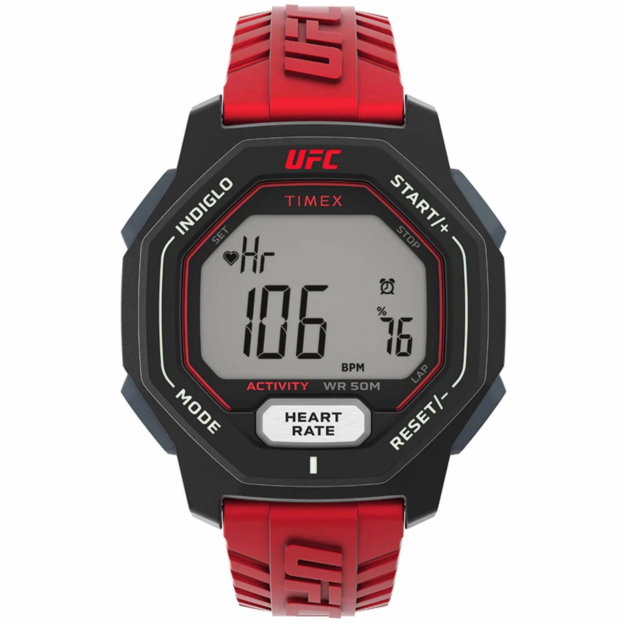 Timex Men's Watch - UFC Spark Heart Rate Digital Dial Red Resin Strap | TW2V84000